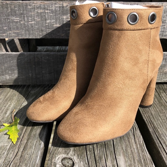 Buckle Shoes - - Not Rated 6.5 Suede Grommet Heeled Ankle Booties! NEW!